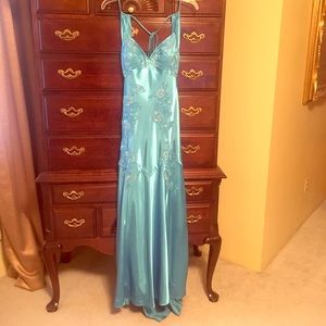 Turquoise sparkle prom dress